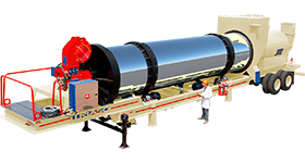 Aggregates dryer drum, in transporting position